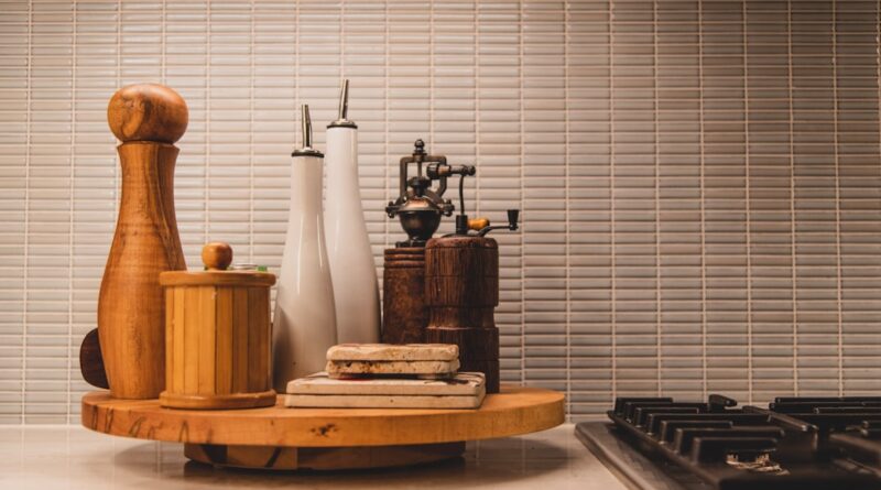 Photo beige wooden kitchen